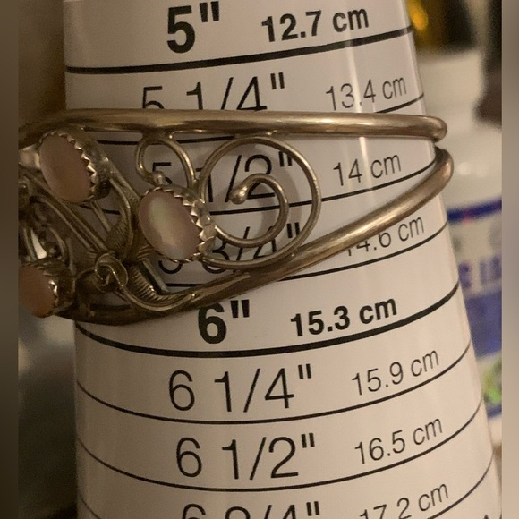 Navajo Mother of Pearl Signed Cuff - Picture 3 of 7